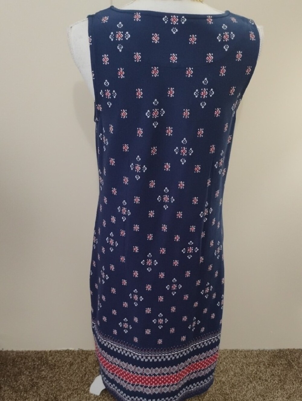 Talbots Navy Blue Printed Midi Dress - Picture 5 of 7